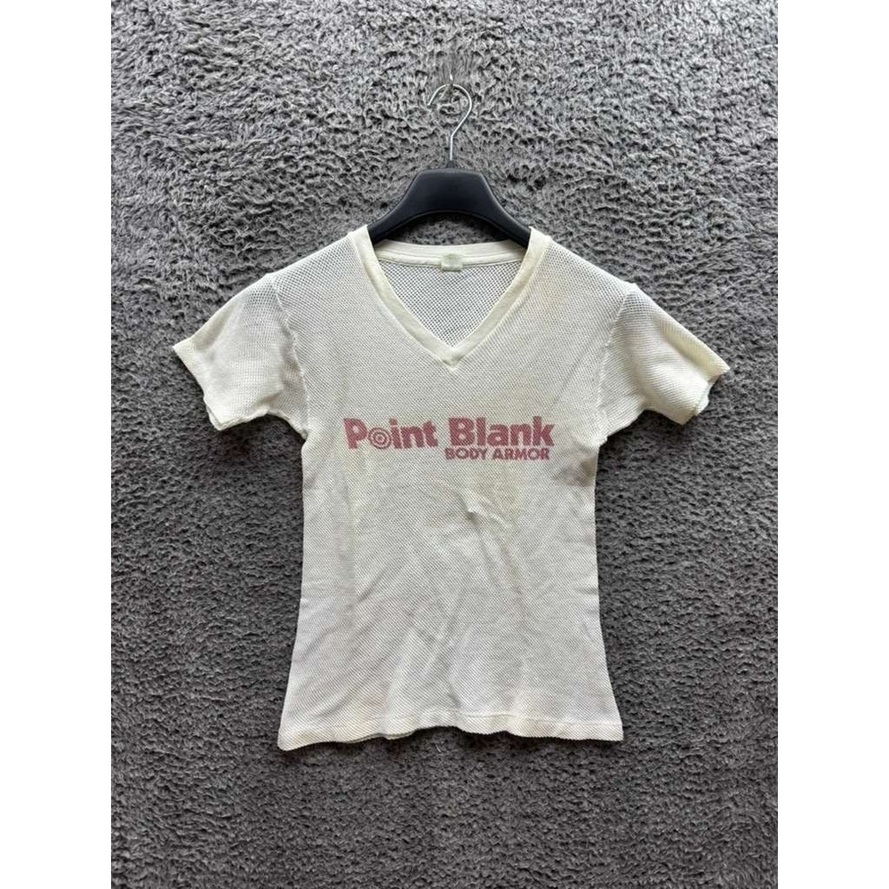 Vintage Jockey Suprel Point Blank Body Armor V-Neck Mesh T-Shirt White Size M